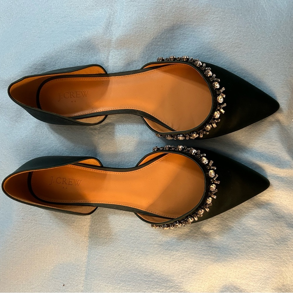 Emerald Green Bejeweled J.Crew Flats